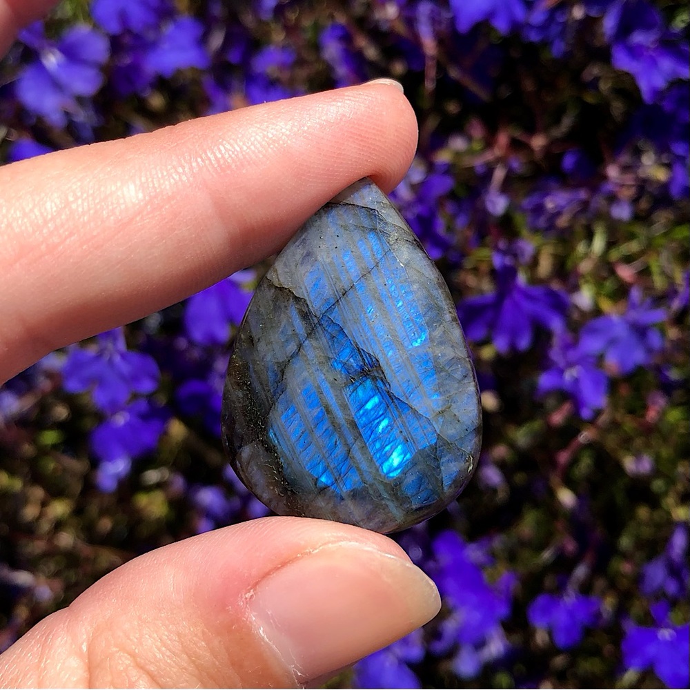 Cobalt Blue Faceted Labradorite Teardrop Gemstone